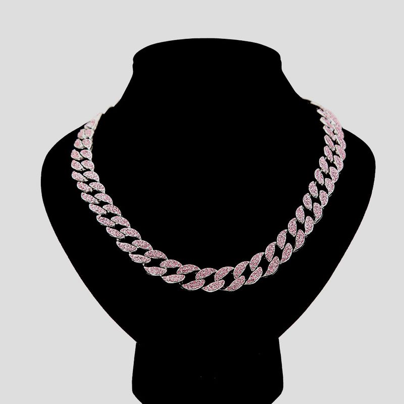 Collana da uomo cubana semplice versatile di lusso leggero rosa coreano da 15 mm, tendenza moda 2022, stile Ins_voghion.com