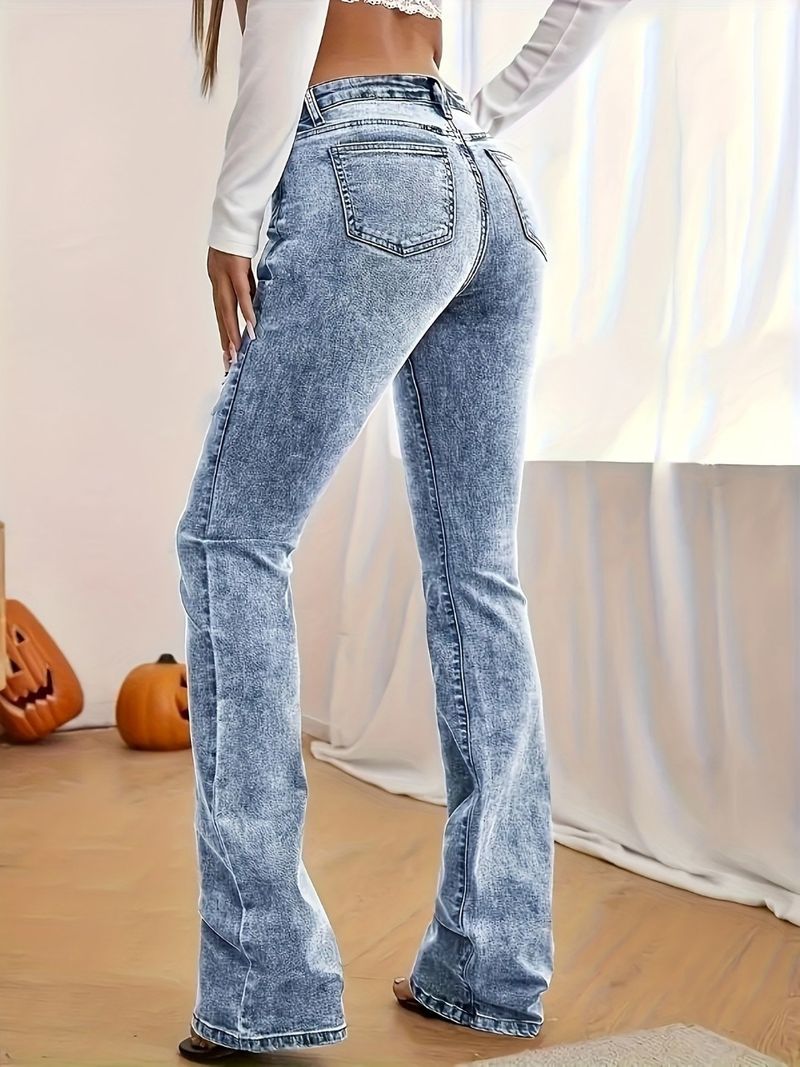 Women's Clothing Style Ripped Jeans, Women's Trousers, Cross Border E Commerce, AliExpress, Women's Denim Bootcut Style_voghion.com