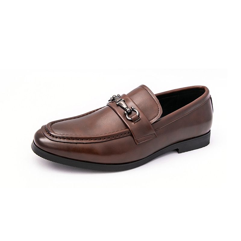 European Style British Lazy Slip-On Loafers Horsebit Men's Driving Formal Cross-Border Business Leather Shoes_voghion.com