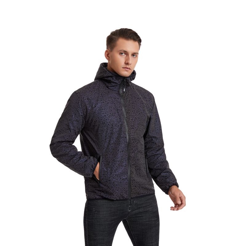 Men's Clothing Spring and Autumn Personalized Colorful Pattern Full Reflective Jacket Outdoor Sports Jacket Men's Hooded Laser Night Vision Jacket_voghion.com