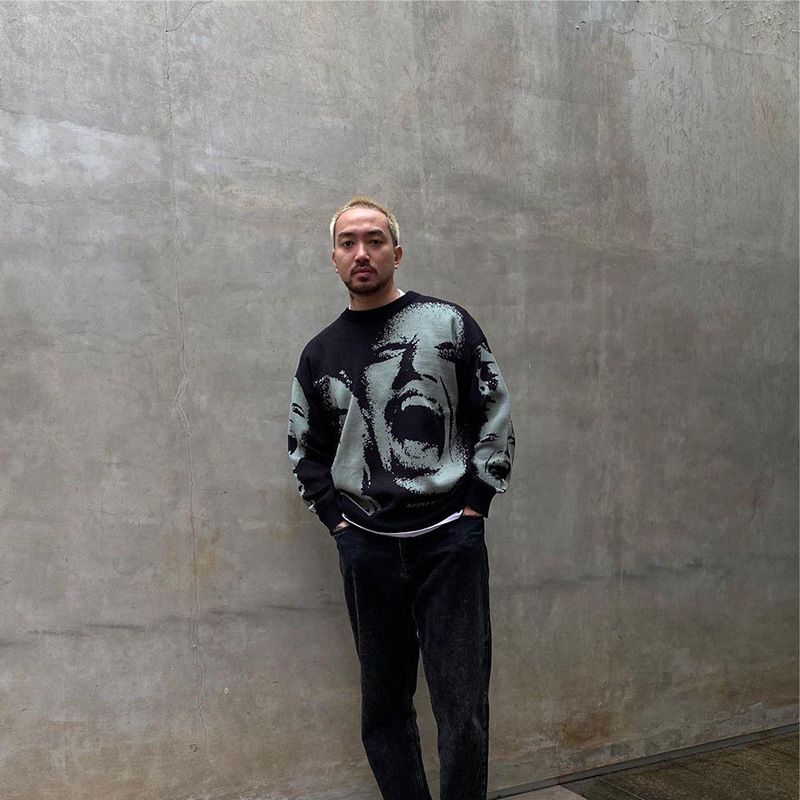 2023 Herbst/Winter Kopfmuster Kapuzen Rundhals Strickpullover Männer und Frauen_voghion.com