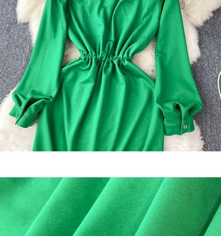 Women's Clothing New style dress for women in autumn, niche design, denim Polo collar, contrast color stitching, fashionable sweater dress_voghion.com