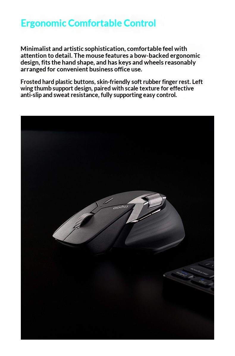 NeoGear RAPOO MT760 Kabellose Maus mit Dual-Modus, ergonomisch, für Desktop, Laptop, Büro, Herren_voghion.com
