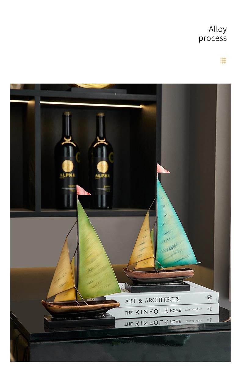 Minimalist Design Resin Smooth Sailing Sailboat Ornament Rack Living Room Decoration Wine Cabinet Decor_voghion.com