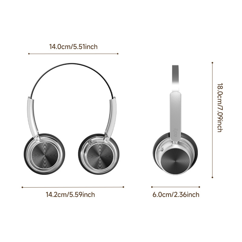 Trendy American Style Metal Headband Music Sports Wireless Bluetooth Headphones Noise Cancelling Headset 2025 New Model_voghion.com