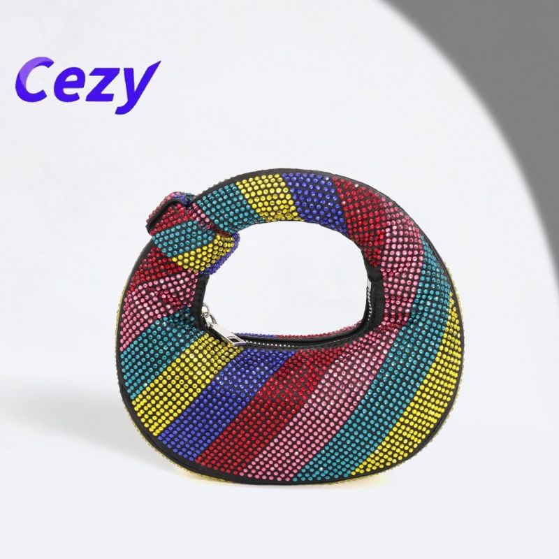 Niche Design Seven-Color Handheld Dumpling For Women 2025 Socialite Evening Casual Versatile Handbag Rhinestone Bag_voghion.com