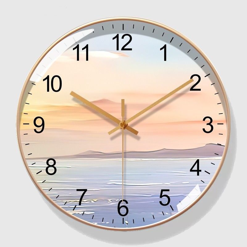 Light Luxury Radio-Controlled Wall Living Room Modern Minimalist Home Fashion 2025 Round Clock Wall-Mounted Landscape_voghion.com