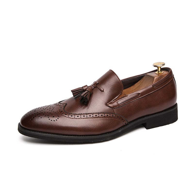 Large Size New Korean Business Men's British Style Brogue Leather Shoes_voghion.com