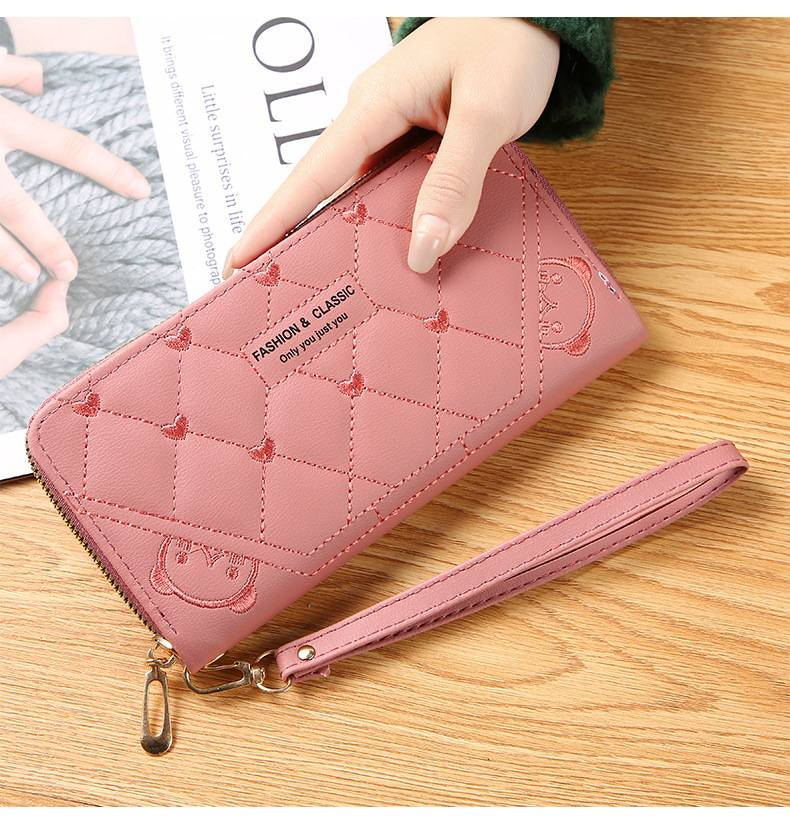 Nouveau portefeuille femme longue mode simple fermeture éclair grande capacité sac à langer Machine sac femme_voghion.com