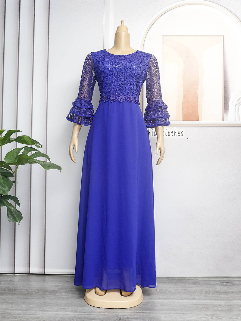 Rochie de damă Plus Size, de primăvară și de vară, banchet, din dantelă grea din șifon_voghion.com