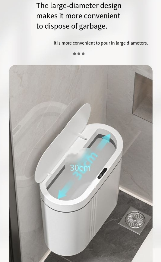 Papelera de inducción totalmente automática para el hogar, sala de estar, dormitorio, baño, espacio, papelera inteligente_voghion.com