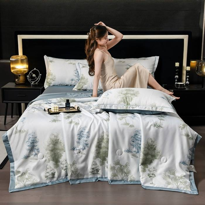 Set di piumoni estivi lavabili in Tencel - 4 pezzi, rinfrescanti e setosi, traspiranti e ipoallergenici_voghion.com