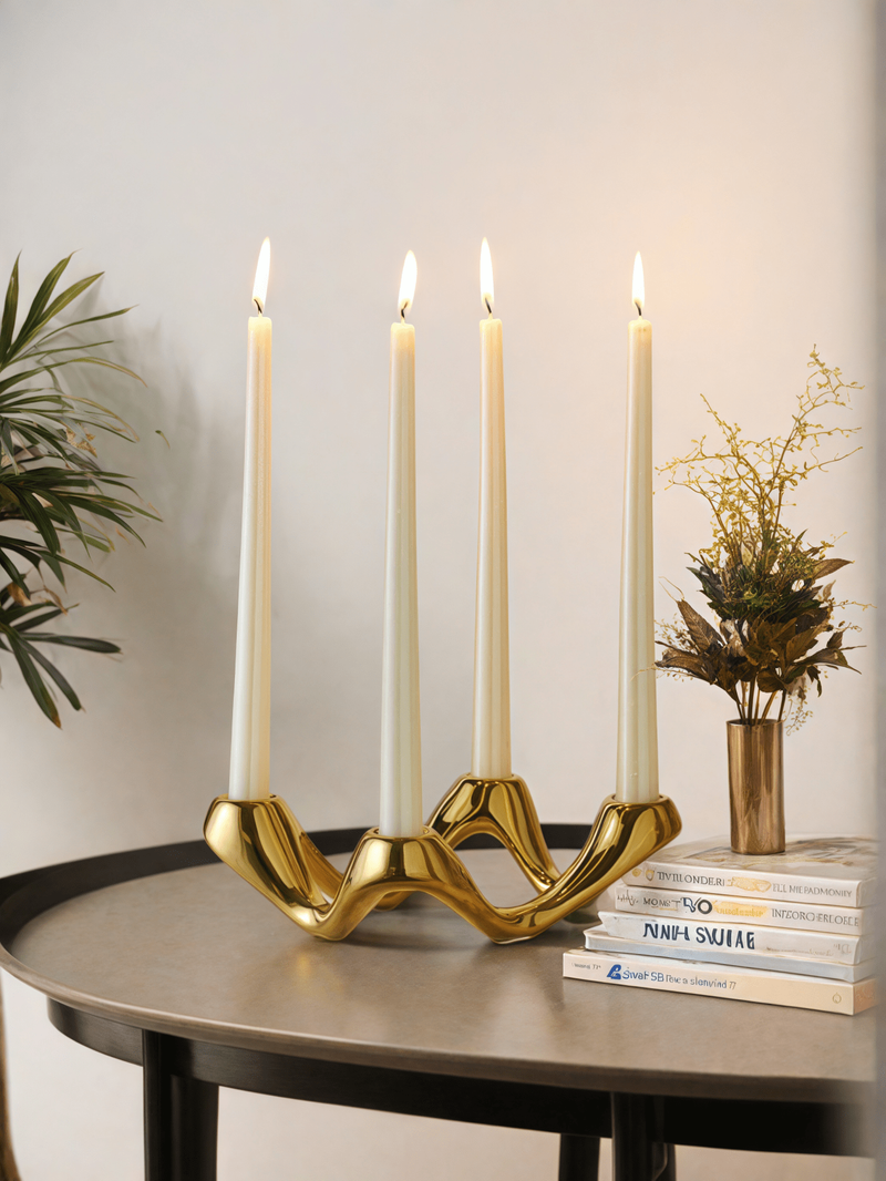 1 peça de suporte de vela de cerâmica de quatro furos de design de alta qualidade é adequado para suporte de vela de ornamento de cena de estilo de alta qualidade_voghion.com