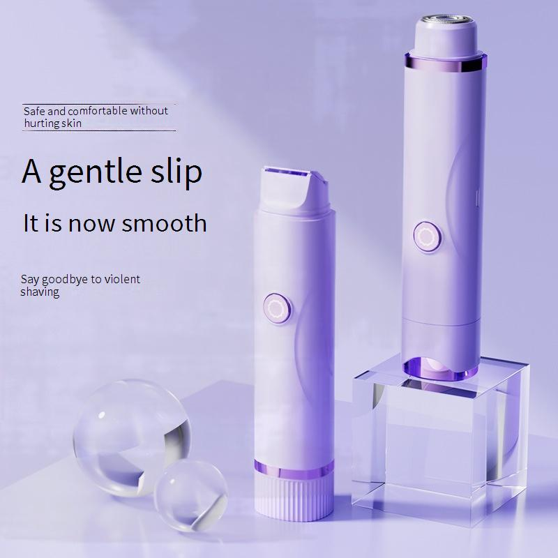 2-in-1 Electric Bikini Trimmer For Women - Painless Pubic Hair Shaver With 3D Floating Heads, USB Rechargeable, Waterproof & Cordless For Legs_voghion.com