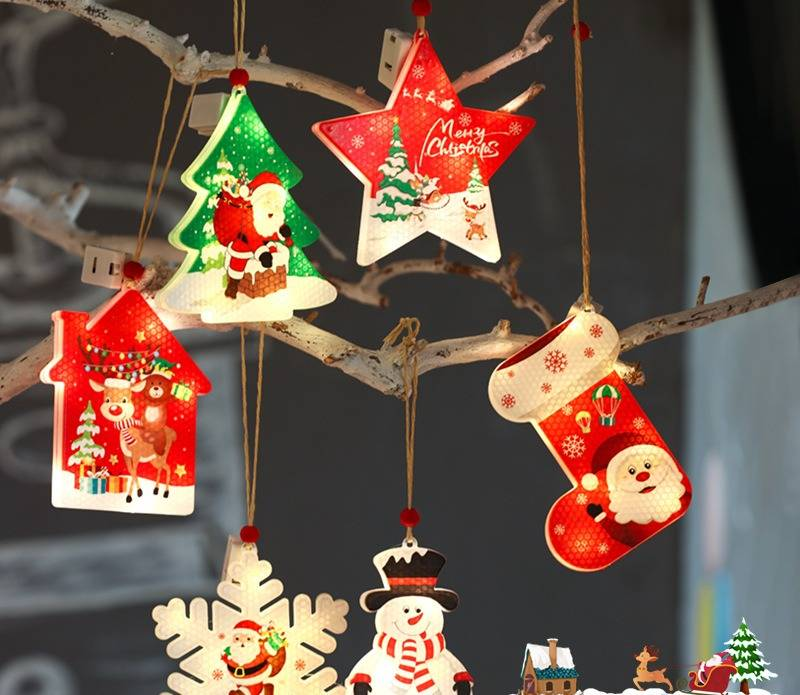 Luces LED colgantes para árbol de Navidad: adornos festivos para el hogar, ventanas y fiestas._voghion.com