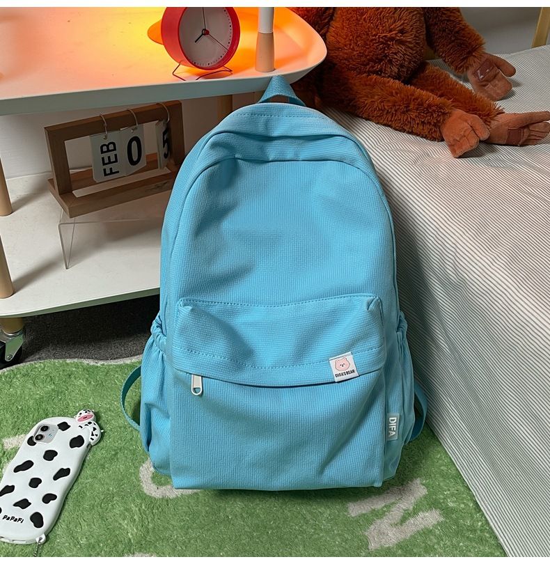 Cute Soft Girl Pure Color Large Capacity Student Backpack With Dual Shoulder Straps_voghion.com