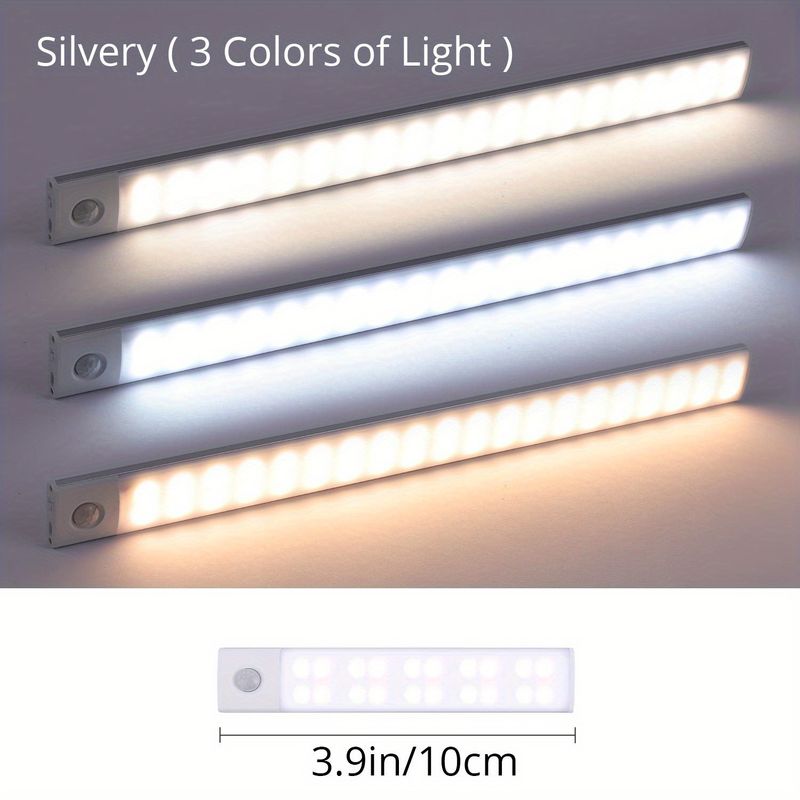 1 LED Motion Sensor Cabinet Light, Detachable Fixture, IP20 Suitable For Wardrobes, Storage Rooms, Kitchens, Stairs, Corridors -800mAh Lithium Battery_voghion.com