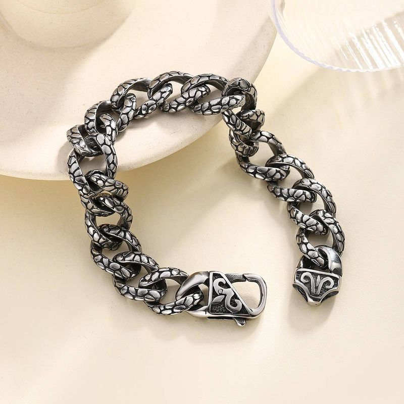 Style rétro européen et américain, style punk gothique, acier titane, tête de mort, style python, pour homme_voghion.com