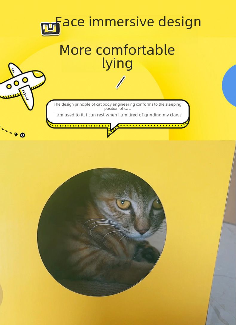 Cheese Box Cat Scratch Board Cat Nest Corrugated Paper Upper and Lower Two Layers Cat Claw Board Claw Grinder Drill Hole No Scrap Cat Toy_voghion.com