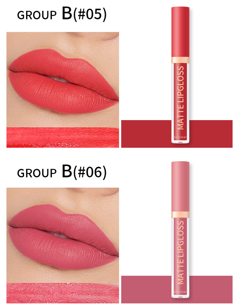 carina Velvet lipstick with matte finish, natural and long-lasting, fading, non stick to cup lip glaze set box_voghion.com
