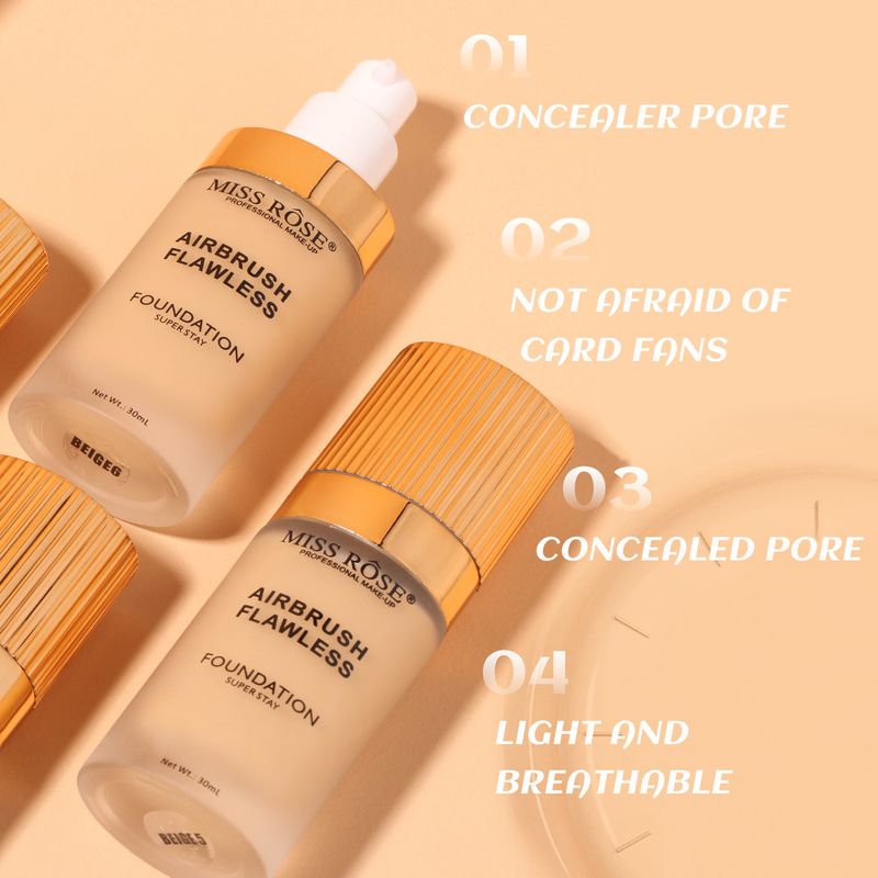 MISS ROSE Matte Concealer Foundation, lang anhaltende, wasserfeste und schweißfeste, natürliche, feuchtigkeitsspendende Foundation-Creme_voghion.com