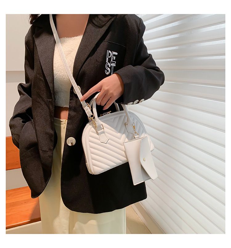 Borse da donna, borse popolari primaverili, borse da donna alla moda e versatili, borse a conchiglia a righe in due pezzi, borsa a tracolla singola piccola per temperamento femminile_voghion.com