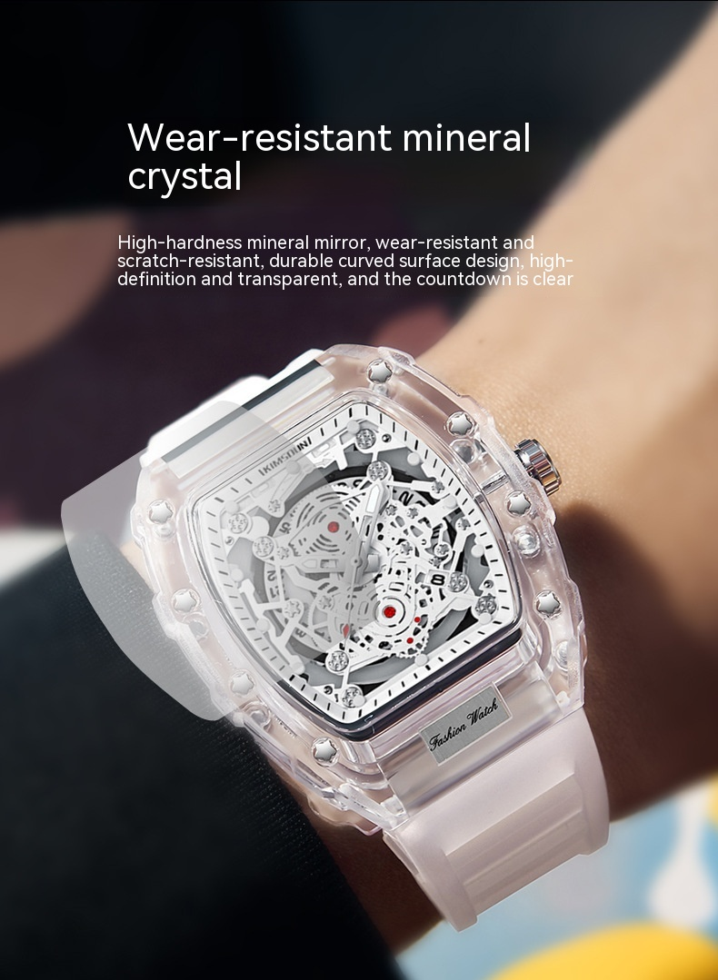 2023 neue Heiße Verkauf Personalisierte Wein Barrel Quarzuhr Mode Vielseitig Transparent herren Uhr Wasserdichte Armbanduhr_voghion.com