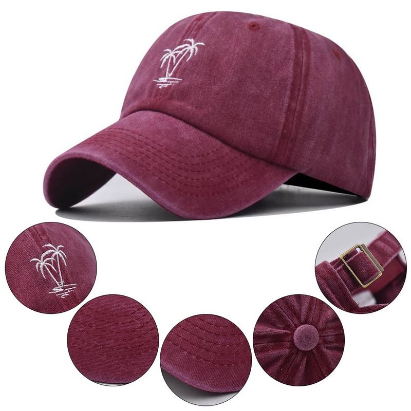 Cappellino da baseball con ricami a forma di albero di cocco, in cotone lavato, per uomo e donna, con snapback, da papà, per attività all'aperto_voghion.com