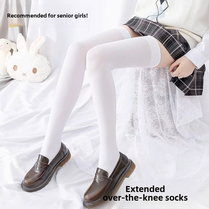 2PCS Stretch JK Uniform Zwarte Zijden Kousen Antislip Afslankende Veet Over Knie 70cm Micro-compressie Dij Sokken_voghion.com