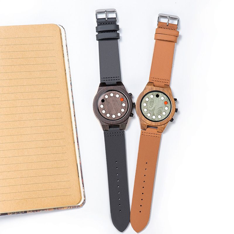 BOBO BIRD Holzuhr Freizeit Multifunktionale Kreative Grüne Sandelholzuhr_voghion.com