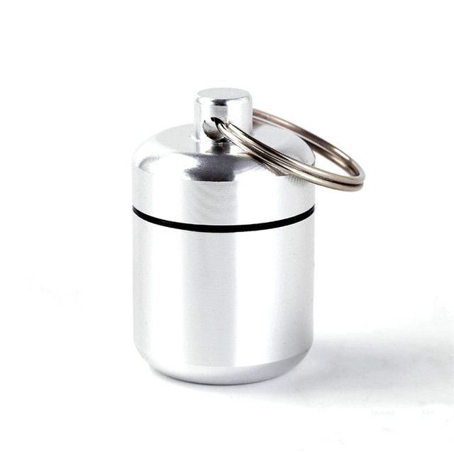 Mini portabil aluminiu pastilă cutie breloc exterior buzunar pastilă cutie recipient transporta sticla caz protecție auz dopuri de urechi cutie_voghion.com