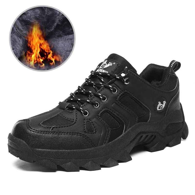 Men's Outdoor Sports Casual Hiking Breathable Thick Sole Wear-resistant Non-slip Waterproof Large Size With Fleece_voghion.com