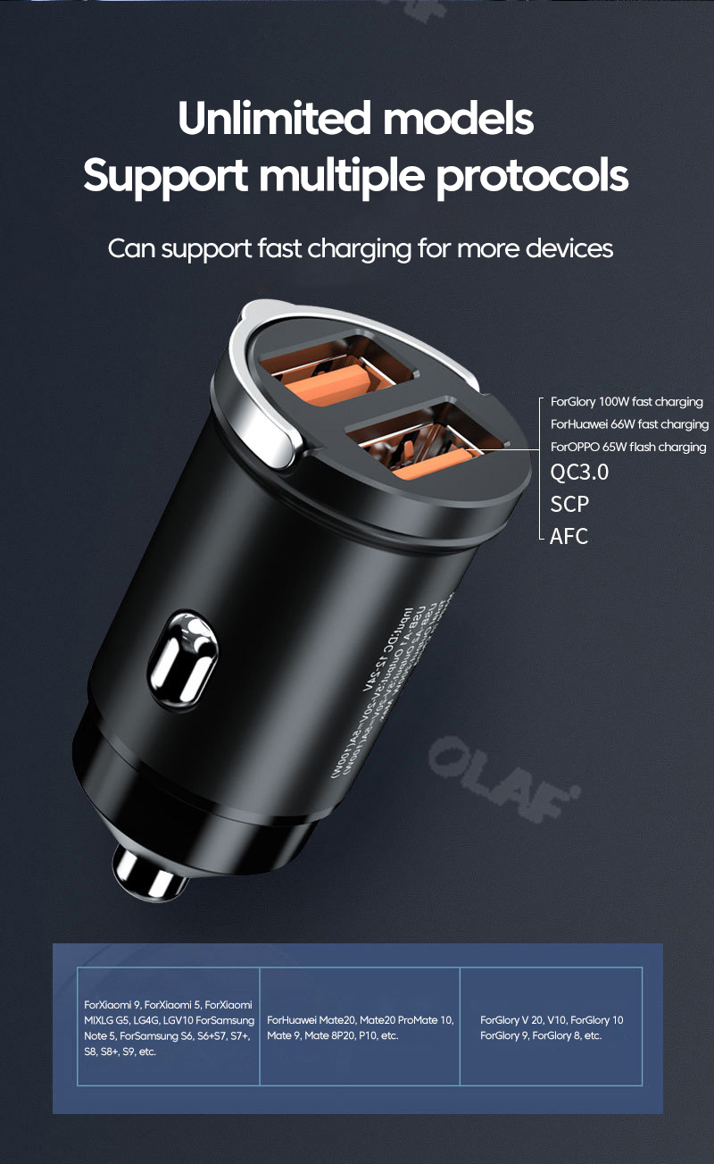 Mini USB 200W autolader Snel opladen PD C Autoladeradapter voor iPhone Xiaomi Samsung Huawei Quick Charge harg_voghion.com