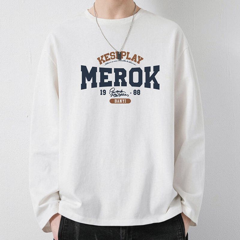 Baleno Pure Cotton Thin Printed Long Sleeve T-S For Men 2025 Spring Loose Fit Plus Size Versatile Solid Color_voghion.com