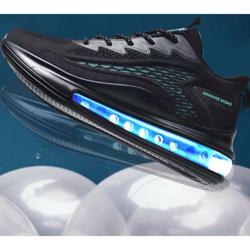 Leisure Men's Breathable Fly Woven Low Top Sports Shoes, Fashionable Air Cushion Outdoor Running And Travel Shoes_voghion.com