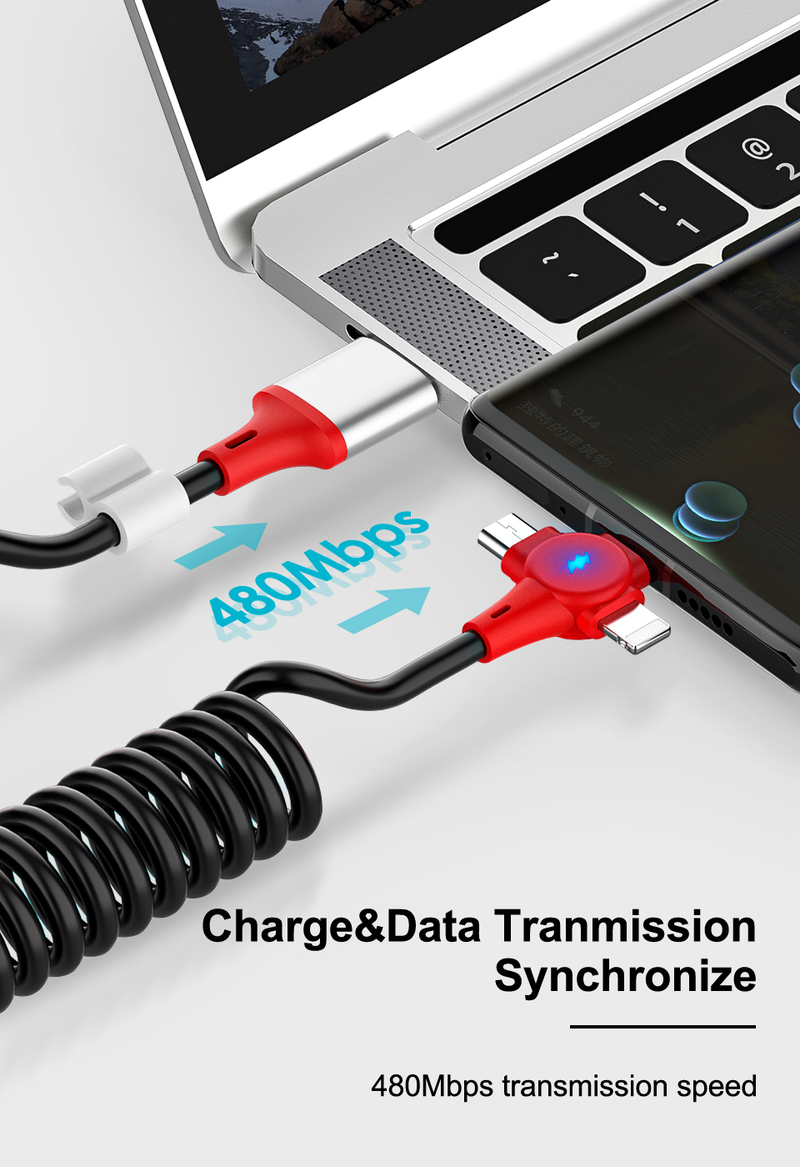 5A 3in1 1.8M Lente Oplaadkabel USB A naar Micro USB Type-C voor iPhone Snel Opladen datakabel Huawei Samsu_voghion.com