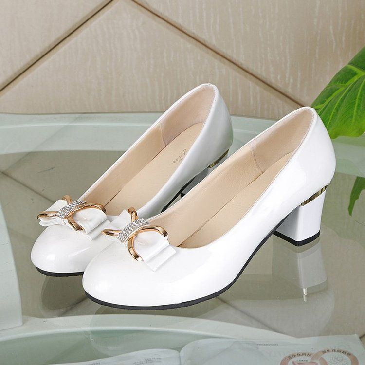 New Coarse Versatile Set, Mid Heel Women's Leather Large Size Professional Work Shoes, Four Seasons Single Shoes_voghion.com