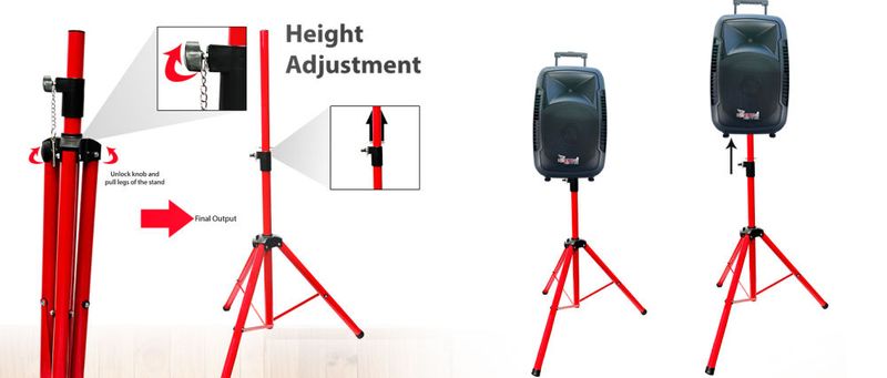 5 Core Speaker Stand Tripod Floor Heavy Duty Adjustable Up to 72 Inch DJ Studio Monitor Stands Pole Mount - SS HD RED BAG_voghion.com