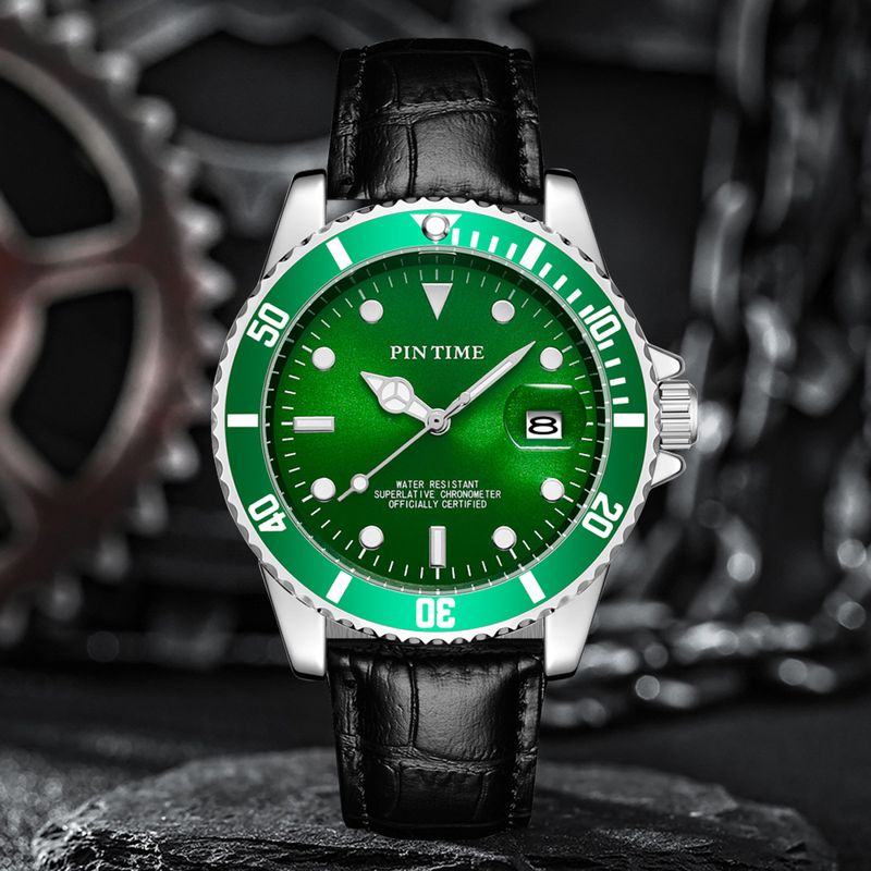 Pinshi Live Streaming Green Water Ghost Business Belt Style Orologio da uomo impermeabile_voghion.com