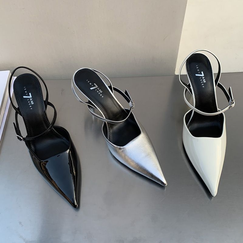 Tacchi sottili neri, piccolo stile profumato, tacchi alti a punta, nuovi sandali versatili estivi da donna in stile fata_voghion.com