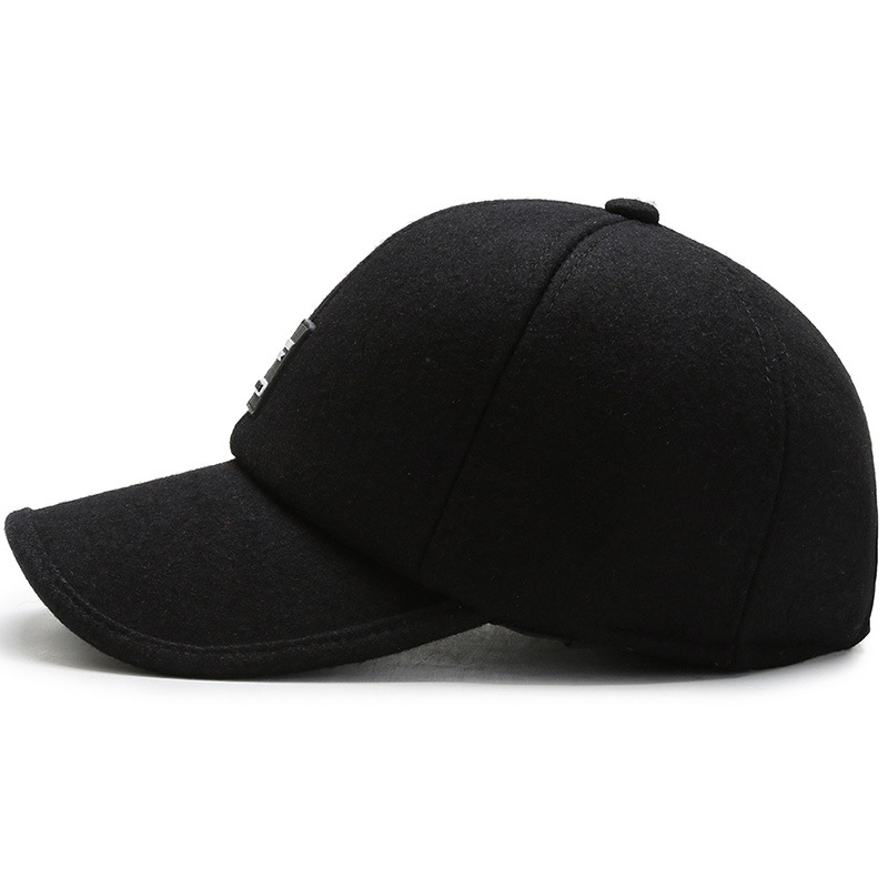 Chapeaux de baseball en laine d'hiver et d'hiver pour hommes, protection des oreilles, chapeaux à bec de canard, chapeaux en coton d'âge moyen_voghion.com