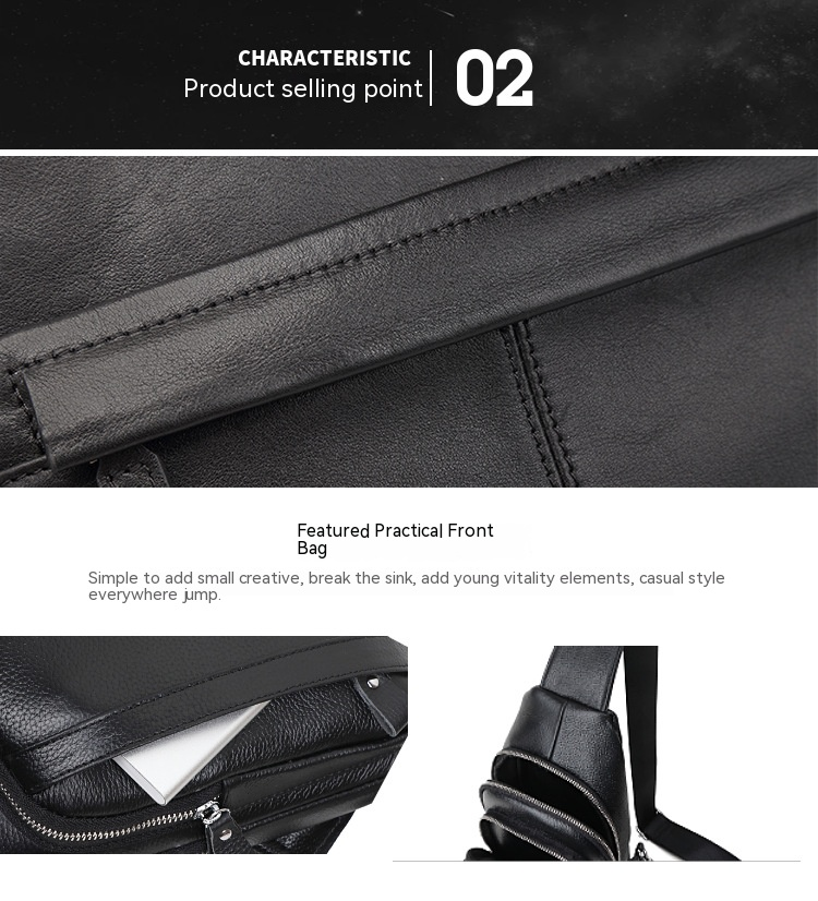 Il primo strato di borsa da petto da uomo in pelle di vacchetta, borsa a tracolla alla moda coreana, borsa a tracolla, borsa da lavoro alla moda, borsa casual per studenti_voghion.com