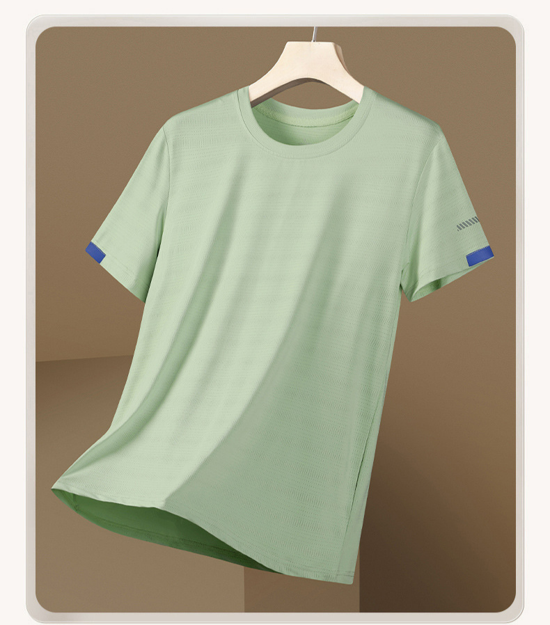 2024 Sommer Neue Eiskühlung Elastische Eisseide Kurzarm Casual All-Match-T-Shirt Herren Sport Tops Herrenbekleidung_voghion.com
