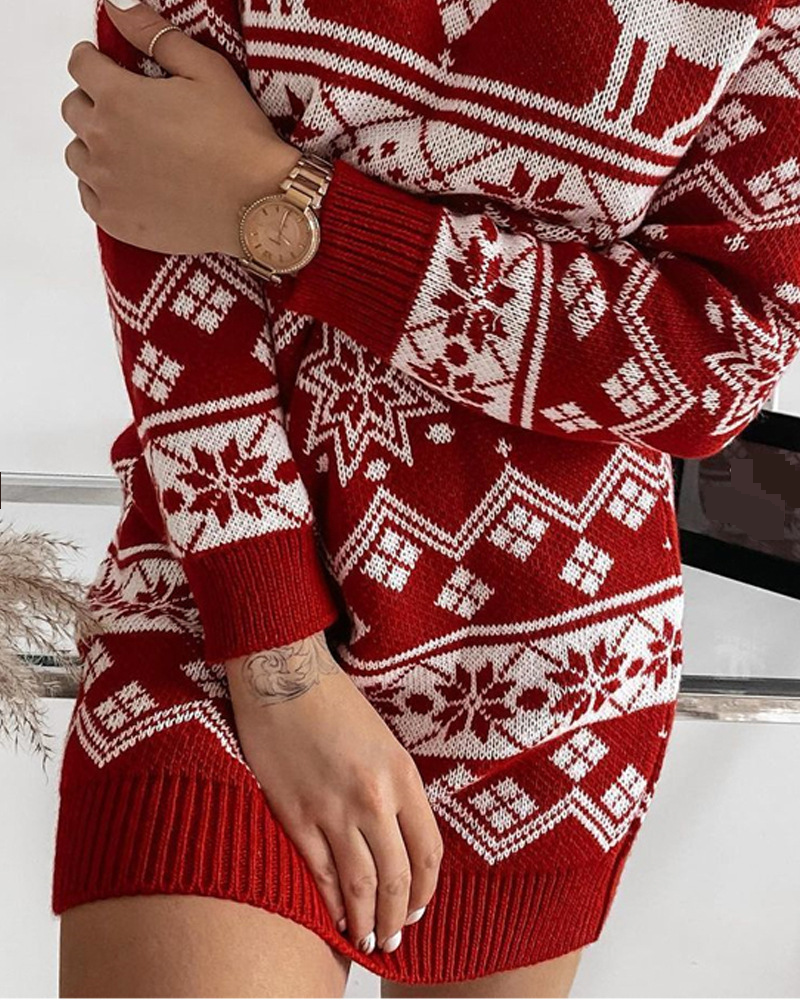 Vêtements pour femmes automne femmes nouvelle mode coréenne de style élan de Noël robe pull décontractée_voghion.com