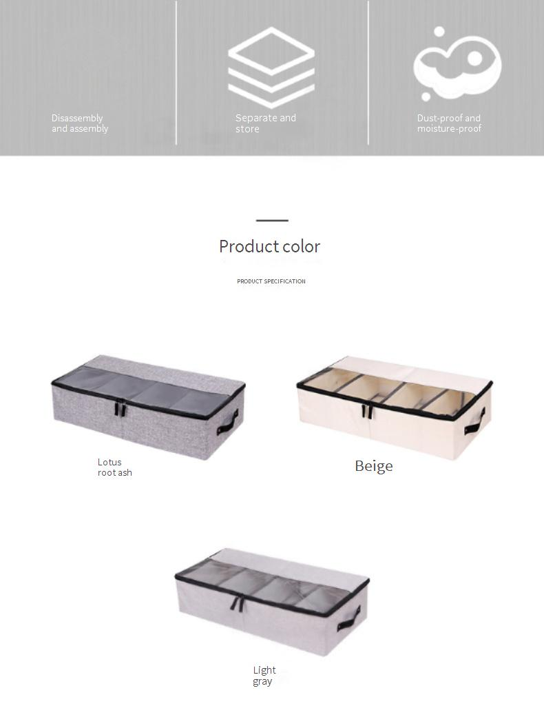 Home Improvement Lanfeng Foldable Compartment Shoe Box Storage Box Thickened Fabric Transparent Shoe Box Dustproof Bed Bottom Shoe Storage Box_voghion.com
