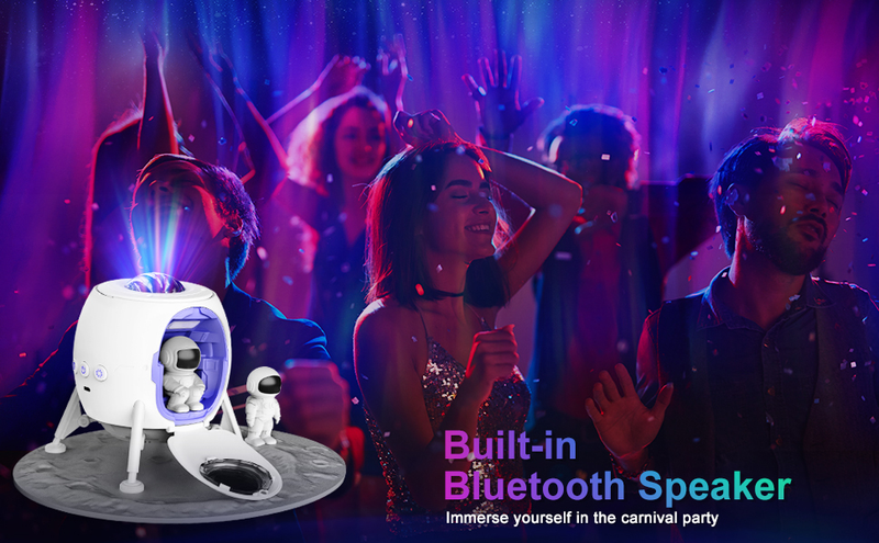 Projektor Galaxy z efektem zorzy polarnej - projektor i lampka nocna, zasilany przez USB, pilot i timer, głośnik Bluetooth - z białym szumem_voghion.com