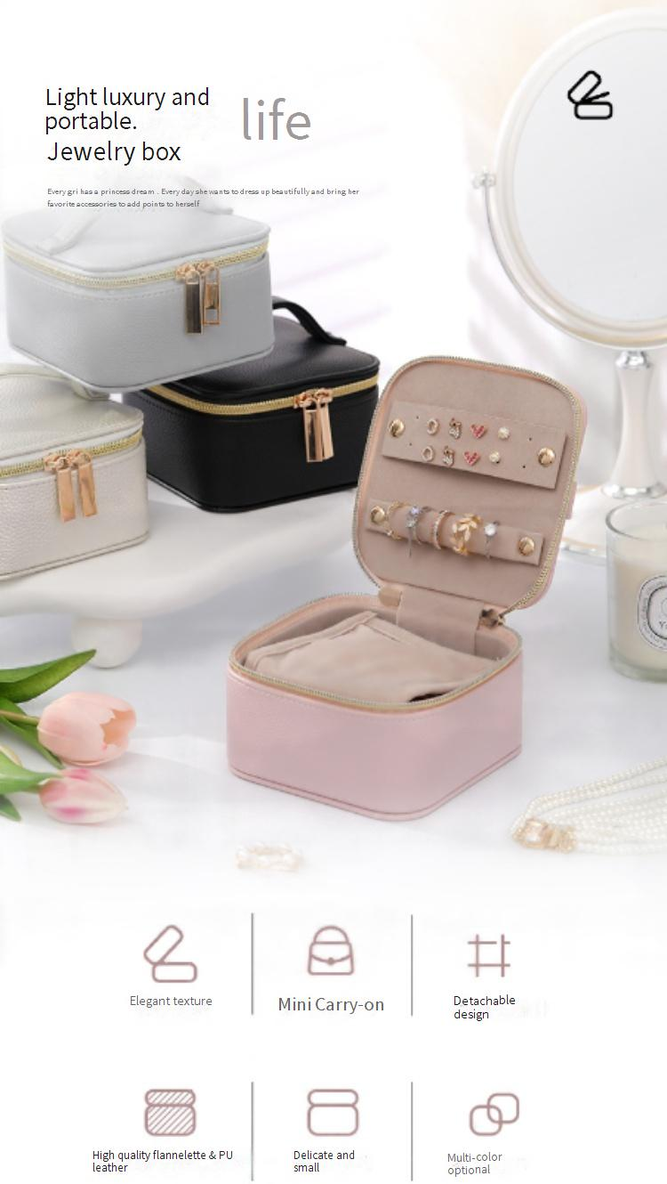 Tragbare Schmuck-Organizer-Box – mehrschichtiges Reiseetui für Halsketten, Ohrringe, Armbänder (kompakt, PU-Leder, 6 Farben)_voghion.com