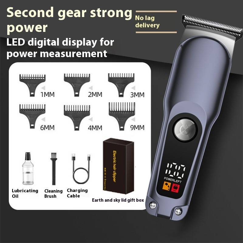 Cortapelos profesional para hombres: recortadora eléctrica recargable con pantalla digital, cuchilla de acero inoxidable, peine guía ajustable y motor silencioso._voghion.com