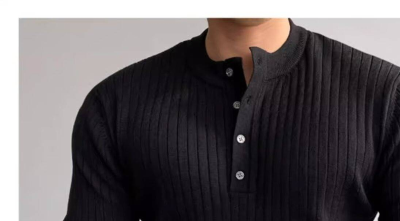 Suéter de cuello alto de punto grueso para hombre: cálido y minimalista para el invierno (negro, blanco, gris y marrón, talla M-3XL)_voghion.com