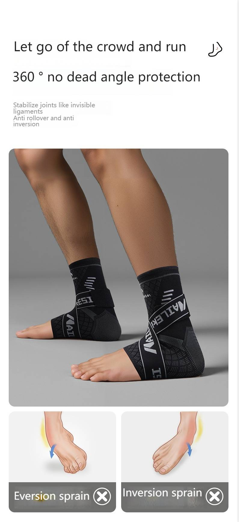 Professional Ankle Support Brace For Basketball Running Sports - Anti-Sprain Injury Protection Sleeve With Adjustable Straps_voghion.com